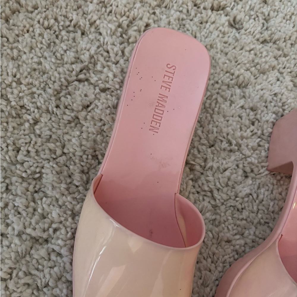 Steve Madden Harlin Pink Slide Sandal Block Heels Size 11 - Picture 2 of 7